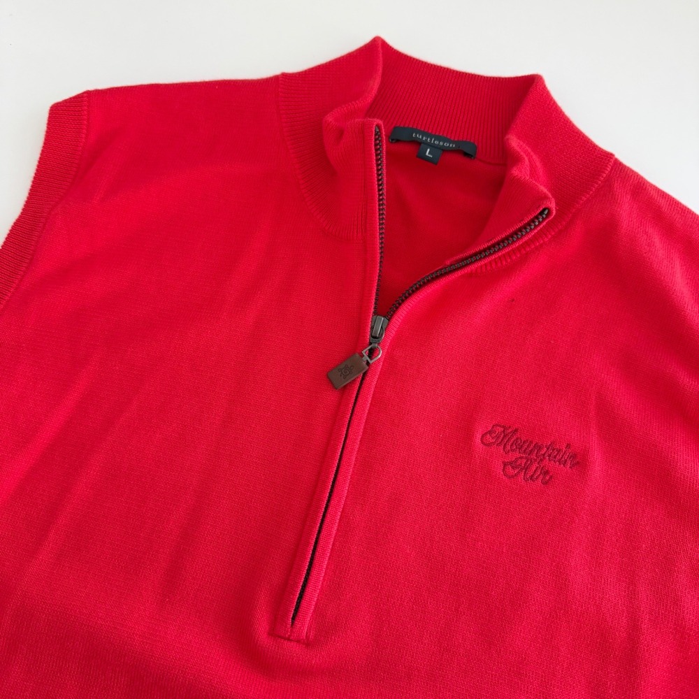 Turtleson Red Pima Cotton Sweater Vest Men's Large Mountain Air CC Golf‎